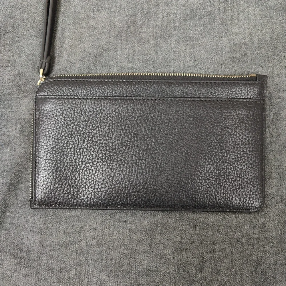 Kate Spade Lucy Wristlet Women‎ Medium Black Pebbled Leather Clutch Preppy